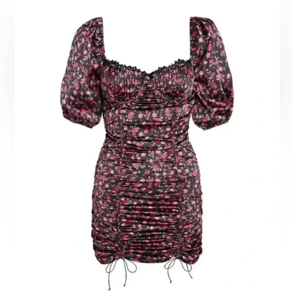 For Love & Lemons Melrose Romantic Ruched Floral Sexy Mini Dress Size Small - Picture 4 of 16